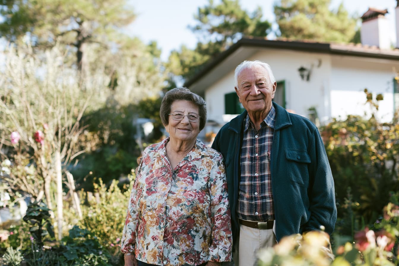 Coppia di proprietari davanti alla loro casa